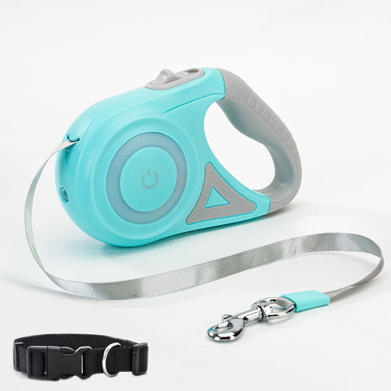 Light the Way & Walk with Confidence: Retractable Leash &  LED Collar Combo