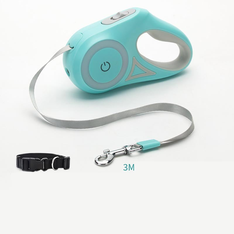 Light the Way & Walk with Confidence: Retractable Leash &  LED Collar Combo