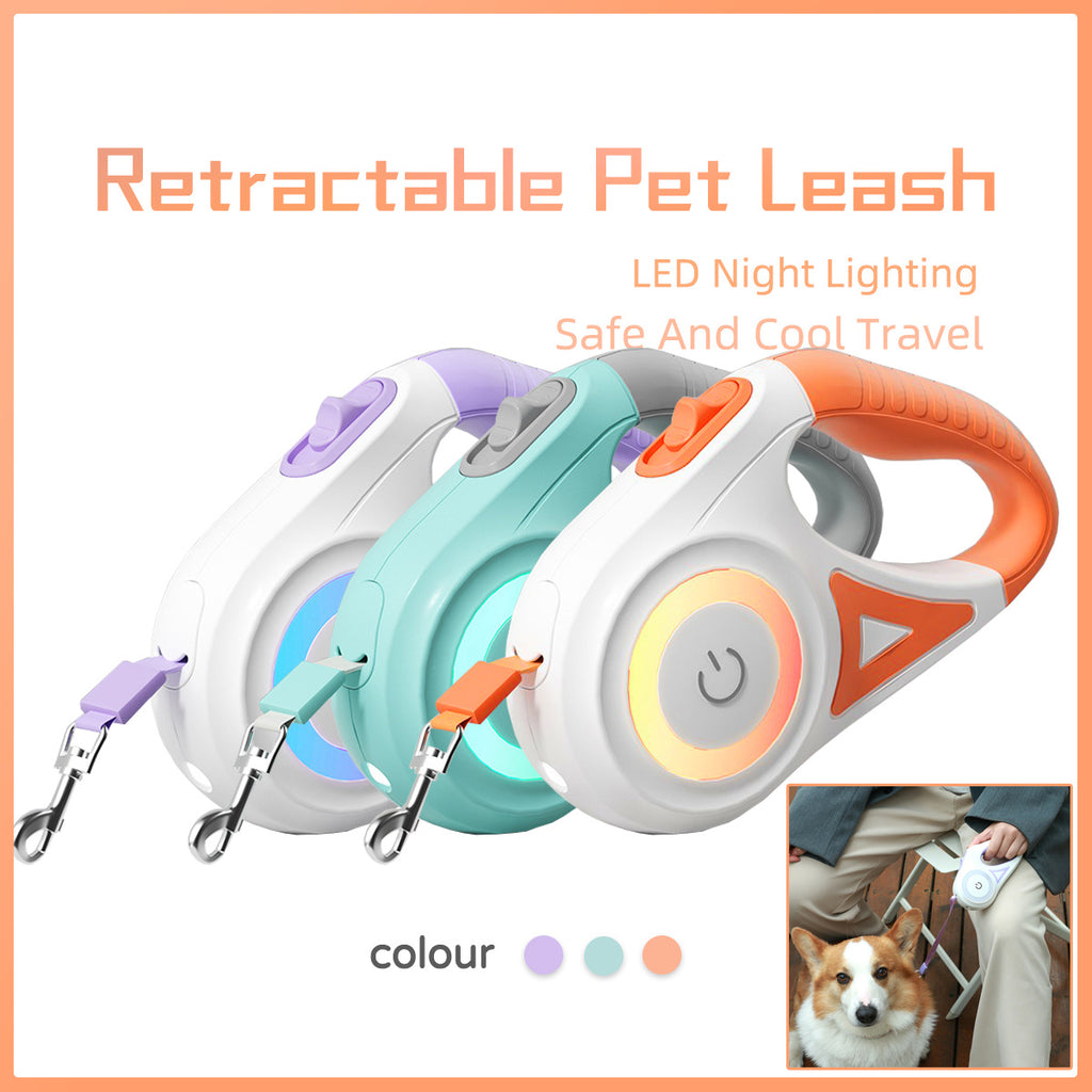 Light the Way & Walk with Confidence: Retractable Leash &  LED Collar Combo