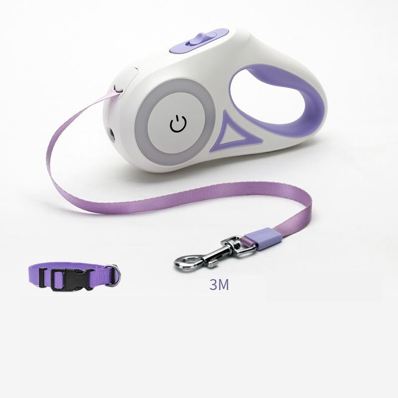 Light the Way & Walk with Confidence: Retractable Leash &  LED Collar Combo