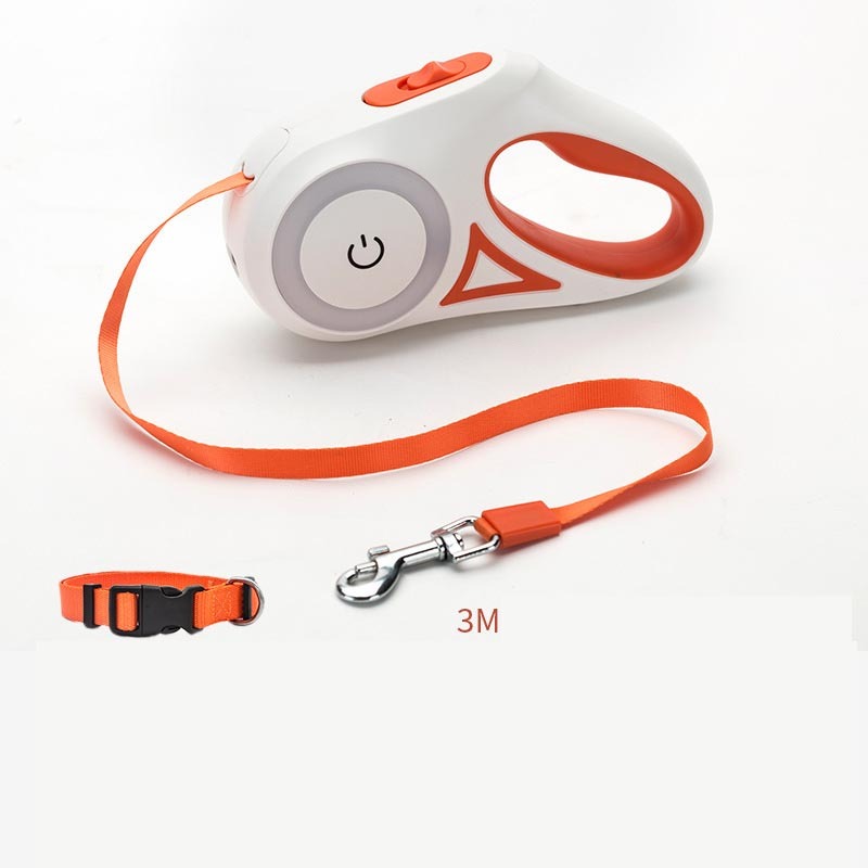 Light the Way & Walk with Confidence: Retractable Leash &  LED Collar Combo