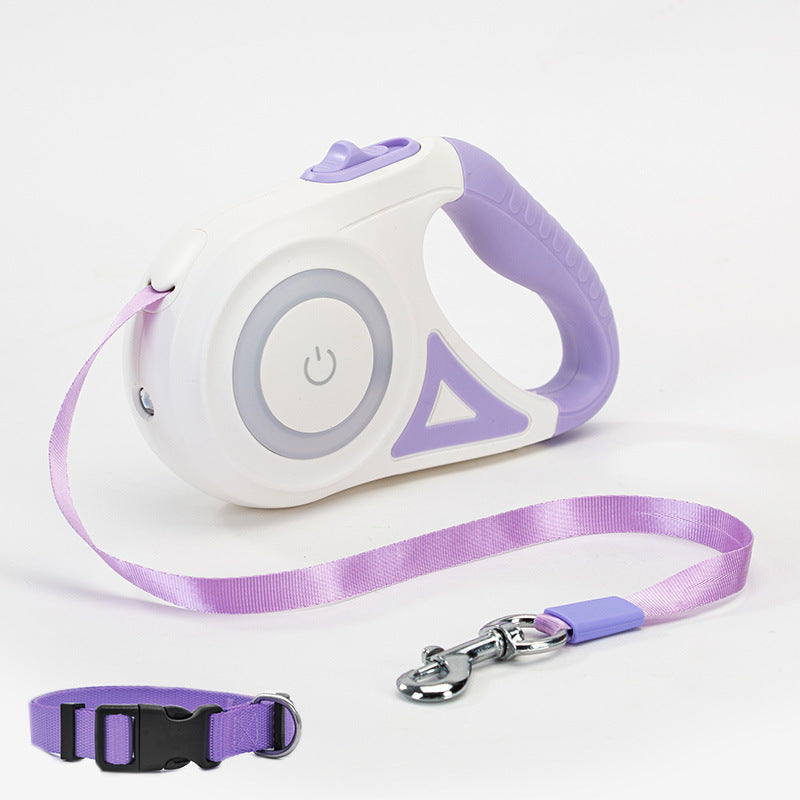 Light the Way & Walk with Confidence: Retractable Leash &  LED Collar Combo