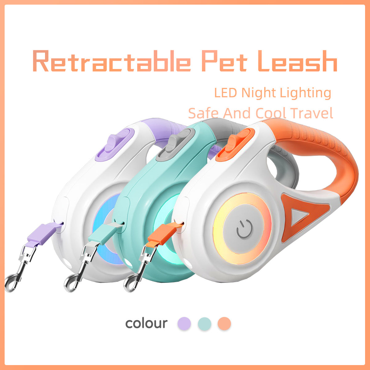 Light the Way & Walk with Confidence: Retractable Leash &  LED Collar Combo