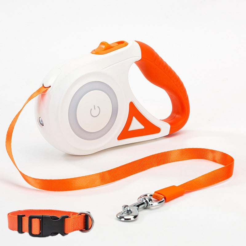 Light the Way & Walk with Confidence: Retractable Leash &  LED Collar Combo